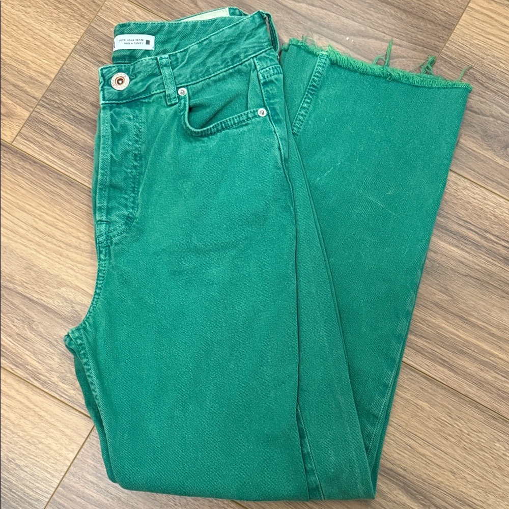 Zara Vibrant Green Ankle Jeans